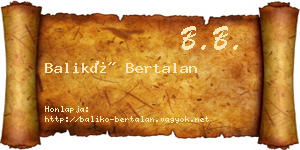 Balikó Bertalan névjegykártya